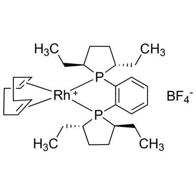 1,2-二[(2S,5S)-2,5-二乙基磷杂环戊基]苯(1,5-环辛二烯)铑(I)四氟硼酸盐 213343-64-7 C30H48BF4P2Rh 1,2-双[(2S,5S)-2,5-二乙基膦烷基]苯(1,5-环辛二烯)四氟硼酸铑(I)