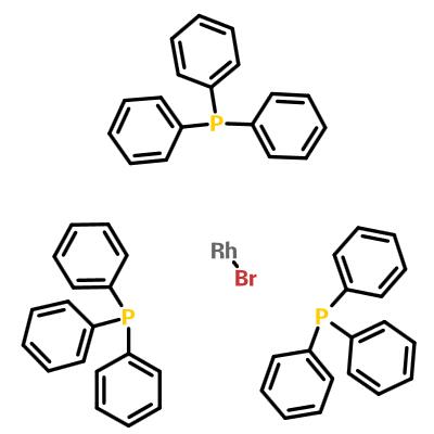 三(三苯基膦)溴化铑 14973-89-8 C54H45BrP3Rh 三(三苯基膦)溴化铑(I)